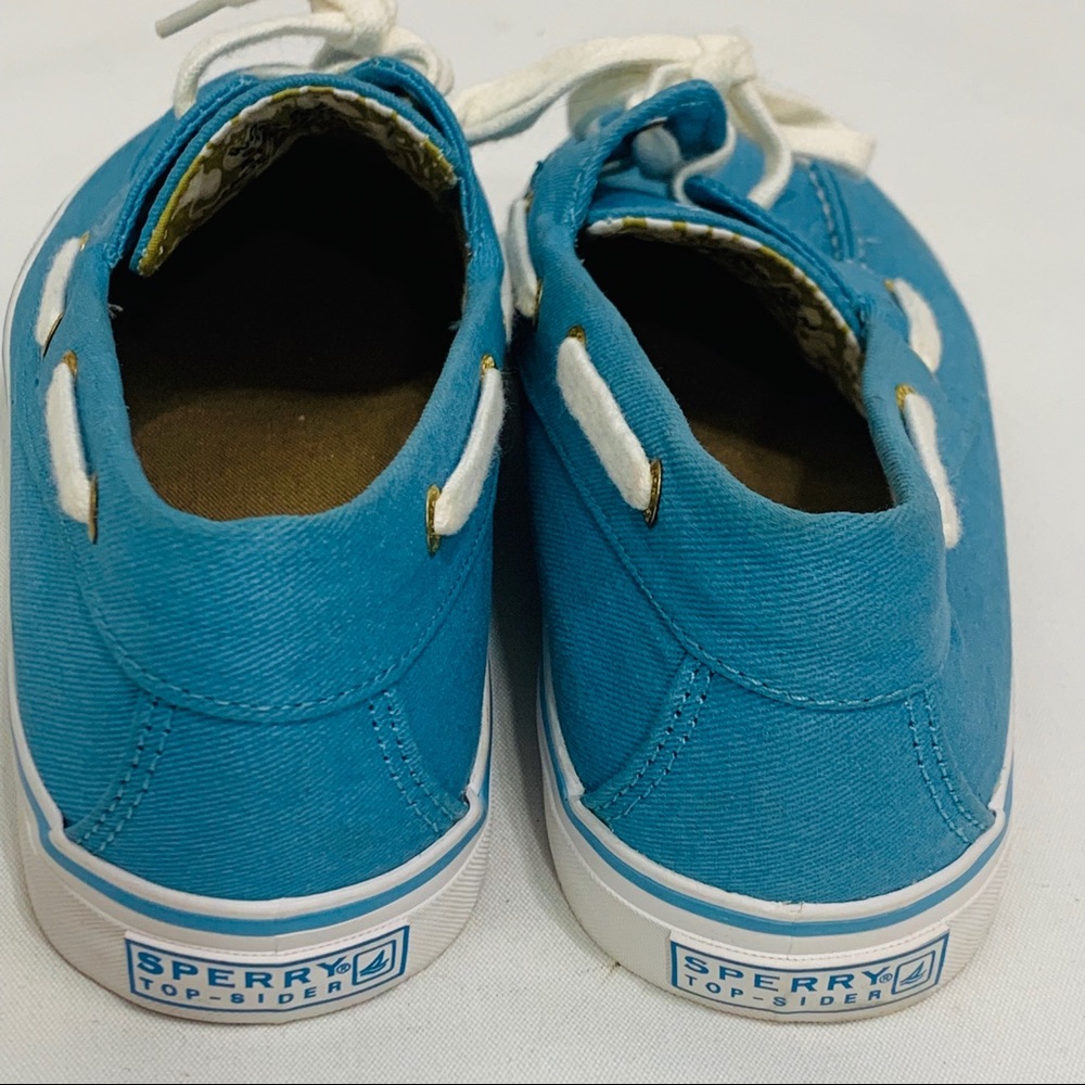 Sperry Top - Sider shimmer Aqua blue deck shoes - Picture 4 of 8
